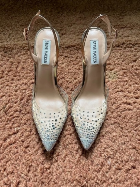 Steve Madden Shoes - Steve Madden RECORD rose gold rhinestone slingback heels